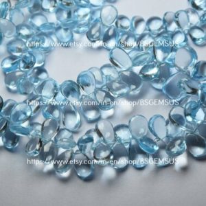 Shop Topaz Bead Shapes! 10 Pcs,Finest Quality,Natural Sky Blue Topaz Smooth Pear Shape Briolettes,Size 9-10mm | Natural genuine other-shape Topaz beads for beading and jewelry making.  #jewelry #beads #beadedjewelry #diyjewelry #jewelrymaking #beadstore #beading #affiliate #ad