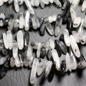 Shop Tourmaline Chip & Nugget Beads! Thread 39cm 80pc approx – Stone Beads – Quartz Black Tourmaline Rockeries Chips Batonnets 12-22mm | Natural genuine chip Tourmaline beads for beading and jewelry making.  #jewelry #beads #beadedjewelry #diyjewelry #jewelrymaking #beadstore #beading #affiliate #ad