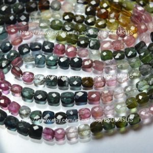 Shop Tourmaline Faceted Beads! 14 Inches Strand,Finest Quality,Natural Tourmaline Faceted Cushion Shaped Beads.Size 5.5-6mm | Natural genuine faceted Tourmaline beads for beading and jewelry making.  #jewelry #beads #beadedjewelry #diyjewelry #jewelrymaking #beadstore #beading #affiliate #ad