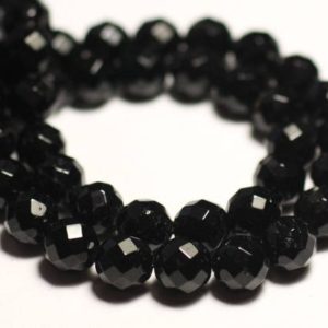 Shop Tourmaline Faceted Beads! Fil 39cm 51pc env – Perles de Pierre – Tourmaline noire Boules Facettées 7-8mm | Natural genuine faceted Tourmaline beads for beading and jewelry making.  #jewelry #beads #beadedjewelry #diyjewelry #jewelrymaking #beadstore #beading #affiliate #ad