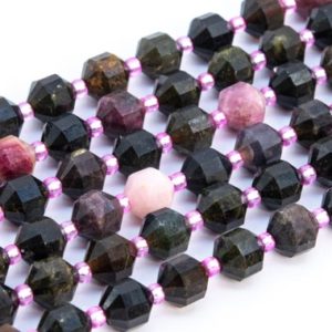 Shop Tourmaline Faceted Beads! Genuine Natural Multicolor Tourmaline Loose Beads Grade A Faceted Bicone Barrel Drum Shape 8x7mm | Natural genuine faceted Tourmaline beads for beading and jewelry making.  #jewelry #beads #beadedjewelry #diyjewelry #jewelrymaking #beadstore #beading #affiliate #ad