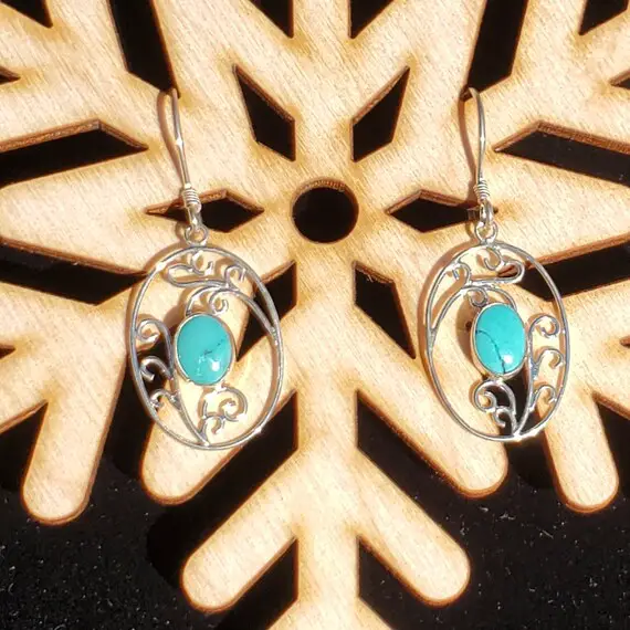 Sterling Silver Turquoise Earrings, Chakra Alignment Earrings, Calming Turquoise Stone Earrings, Metaphysical Healing Earrings