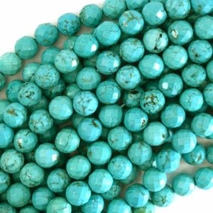 Shop Turquoise Faceted Beads! Faceted Green Turquoise Round Beads Gemstone 15.5" Strand 4mm 6mm 8mm 10mm | Natural genuine faceted Turquoise beads for beading and jewelry making.  #jewelry #beads #beadedjewelry #diyjewelry #jewelrymaking #beadstore #beading #affiliate #ad