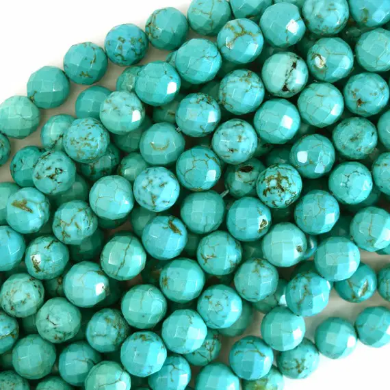 Faceted Green Turquoise Round Beads 15.5" Strand 2mm 3mm 4mm 6mm 8mm 10mm
