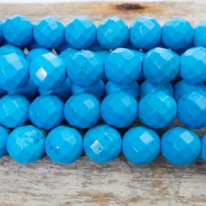 Shop Faceted Gemstone Beads! stabilized blue turquoise, faceted round, 4-12mm, gemstone bead, loose bead, wholesale, stone bead，blue bead, facet, beading- 15 inch | Natural genuine faceted Gemstone beads for beading and jewelry making.  #jewelry #beads #beadedjewelry #diyjewelry #jewelrymaking #beadstore #beading #affiliate #ad