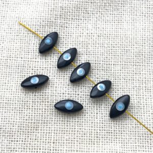 Shop Turquoise Bead Shapes! 10pcs Black Mother Of Pearl Shell Evil Eye Beads, Double Sided Turquoise Shell Evil Eye Jewelry, 10x5mm | Natural genuine other-shape Turquoise beads for beading and jewelry making.  #jewelry #beads #beadedjewelry #diyjewelry #jewelrymaking #beadstore #beading #affiliate #ad