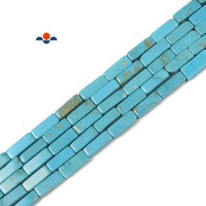 Shop Turquoise Beads! Blue Turquoise Rectangle Tube Beads Size 4x13mm 15.5'' Strand | Natural genuine beads Turquoise beads for beading and jewelry making.  #jewelry #beads #beadedjewelry #diyjewelry #jewelrymaking #beadstore #beading #affiliate #ad