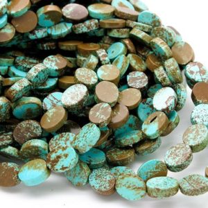 Shop Turquoise Bead Shapes! Natural Turquoise Beads, Genuine Turquoise Smooth Flat Oval Loose Gemstone Beads – 3mm x 8mm x 10mm – PGS213 | Natural genuine other-shape Turquoise beads for beading and jewelry making.  #jewelry #beads #beadedjewelry #diyjewelry #jewelrymaking #beadstore #beading #affiliate #ad