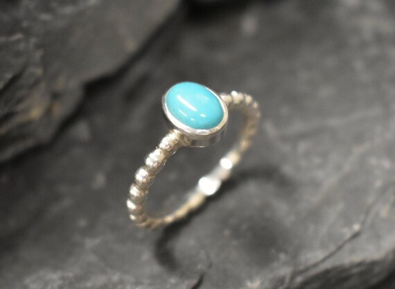 Oval Turquoise Ring, Natural Turquoise Ring, Silver Bubble Band, December Birthstone Ring, Blue Promise Ring, Turquoise Ring, Bands By Adina