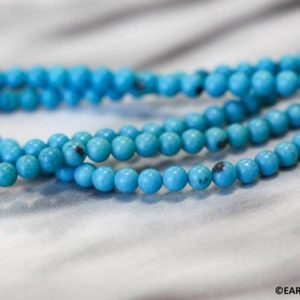 Shop Turquoise Round Beads! S/ Chinese Turquoise 3.5-4mm Smooth Round beads 15.5" strand Stabilized small round turquoise beads for jewelry making | Natural genuine round Turquoise beads for beading and jewelry making.  #jewelry #beads #beadedjewelry #diyjewelry #jewelrymaking #beadstore #beading #affiliate #ad