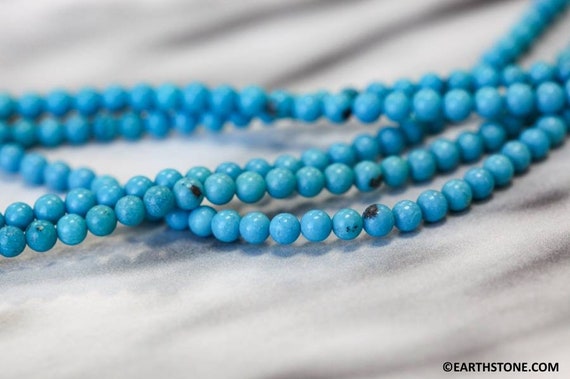 S/ Chinese Turquoise 3.5-4mm Round Beads 15.5" Strand Stabilized Turquoise Gemstone Beads For Jewelry Making