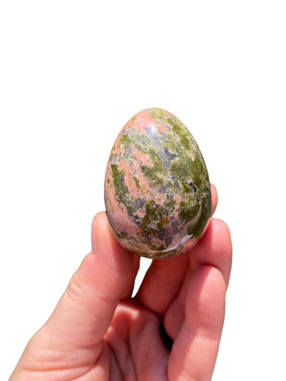Unakite Egg (~1.75") Unakite Stone Egg - Heart Chakra Crystal - Carved Unakite - Healing Crystals And Stones - Polished Unakite Crystal Egg