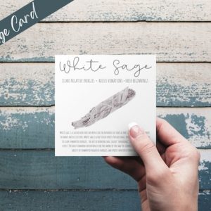 Shop Printable Crystal Cards, Pages, & Posters! White Sage Meaning Card for Smudge Kits | 1 Sided Printable Smudge Card | Shop jewelry making and beading supplies, tools & findings for DIY jewelry making and crafts. #jewelrymaking #diyjewelry #jewelrycrafts #jewelrysupplies #beading #affiliate #ad