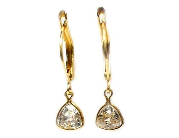 Antique Gemstone Zircon Earrings Natural Zircon Gemstone 19th Century Antique Zircon Matara Diamond Hindu Tree Leaf Zircon Dangles #59931