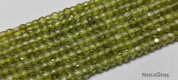 Beautiful Green Zircon Faceted Rondelle Shape Beads Strand | Green Micro Cut Zircon Beads Strand | Machine Cut Zircon Beads Strand | Zircon