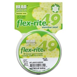Shop Beading Wire! 024 Heavy Flex-Rite By The BeadSmith Metallic Gold Size Heavy .024 49 Strand 30ft Spool Beading Wire | Shop jewelry making and beading supplies, tools & findings for DIY jewelry making and crafts. #jewelrymaking #diyjewelry #jewelrycrafts #jewelrysupplies #beading #affiliate #ad