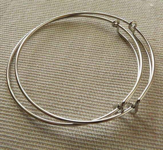 1/5x Wire Bangle Silver Tone Round Adjustable Wire Bracelet U117