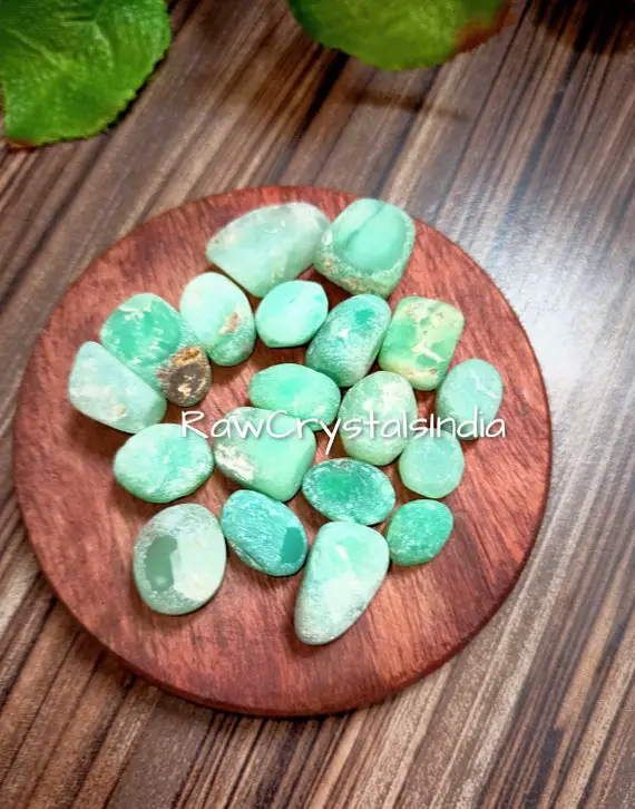 5 Piece Raw Chrysoprase Tumble - Natural Chrysoprase Crystal  - Rough Gemstone - Jewelry Making - Crystal Shop - 10 - 15 Mm