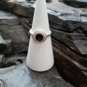 Shop Jet Rings! A ladies Sterling Silver Whitby Jet ring  ( sizes J, K, L, M, N and O) | Natural genuine Jet rings, simple unique handcrafted gemstone rings. #rings #jewelry #shopping #gift #handmade #fashion #style #affiliate #ad