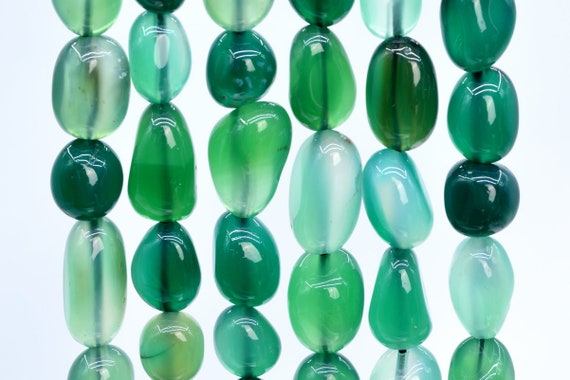Agate Gemstone Beads 7-9mm Green Pebble Nugget Aaa Quality Loose Beads (108449)