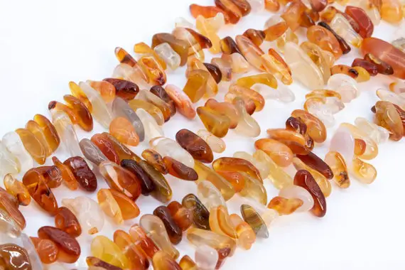 Genuine Natural Orange Red Agate Loose Beads Stick Pebble Chip Shape 12-24x3-5mm