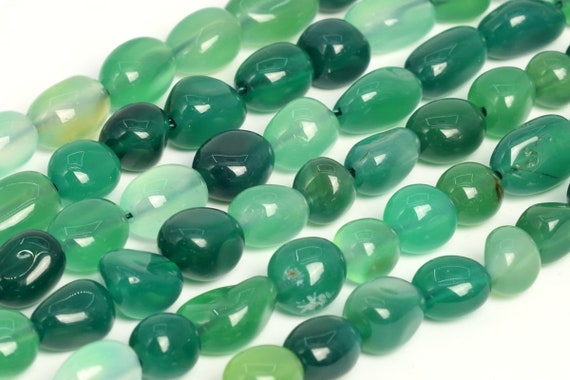 Natural Green Agate Loose Beads Grade Aaa Pebble Nugget Shape 7-9mm
