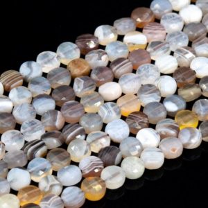 Shop Agate Faceted Beads! Genuine Natural Botswana Agate Loose Beads Grade AA Faceted Flat Round Button Shape 4mm | Natural genuine faceted Agate beads for beading and jewelry making.  #jewelry #beads #beadedjewelry #diyjewelry #jewelrymaking #beadstore #beading #affiliate #ad