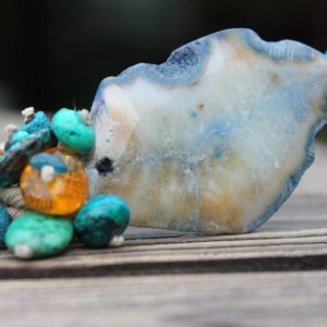 Shop Agate Necklaces! Blue Agate Necklace Agate Slice Jewelry Huge Large Long Gift for Women Christmas Gift for Her | Natural genuine Agate necklaces. Buy crystal jewelry, handmade handcrafted artisan jewelry for women.  Unique handmade gift ideas. #jewelry #beadednecklaces #beadedjewelry #gift #shopping #handmadejewelry #fashion #style #product #necklaces #affiliate #ad