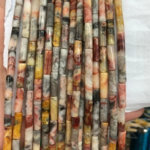 Shop Agate Bead Shapes! 4x13mm Crazy Agate Beads, Wholesale Beads, Natural Stone Beads, Tube Beads 15'' | Natural genuine other-shape Agate beads for beading and jewelry making.  #jewelry #beads #beadedjewelry #diyjewelry #jewelrymaking #beadstore #beading #affiliate #ad