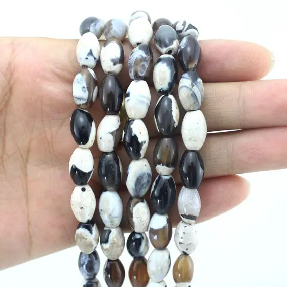 8x12mm White Agate Beads,loose Agate Beads ,barrel Beads,rice Barrel Tube Stone Beads For Jewelry Making--- 33 Pcs-15inches--eb233