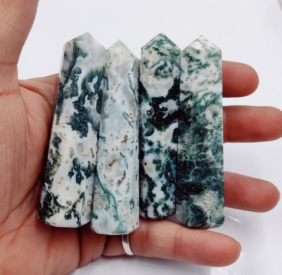 50 Grams + Natural Tree Agate Tower, Tree Agate Point, Energy Crystal Tower, Obelisk Crystal, Healing Crystals, 3''-3.5'