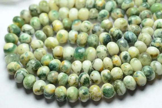 13 Inches Strand Natural Tree Agate Plain Rondelles 5mm To 6.5mm Smooth Gemstone Beads Rare Agate Beads Semi Precious Roundel Beads No3046