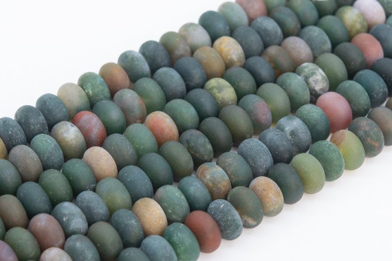 Genuine Natural Matte Multicolor Indian Agate Loose Beads Rondelle Shape 10x6mm