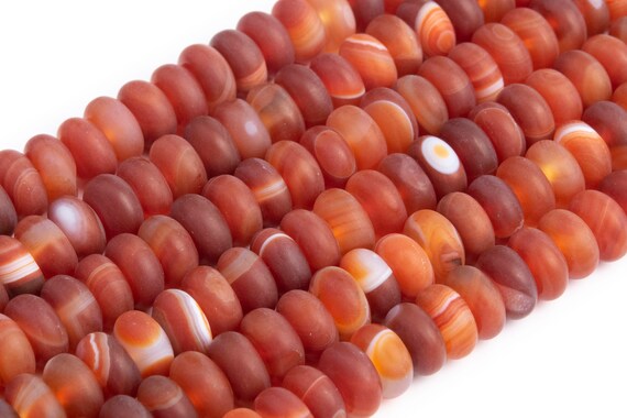 Matte Dark Red Striped Agate Loose Beads Rondelle Shape 8x4mm