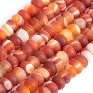 Shop Agate Rondelle Beads! Matte Deep Orange Red Striped Agate Beads Grade AAA Natural Gemstone Rondelle Loose Beads 6x3MM 8x4MM | Natural genuine rondelle Agate beads for beading and jewelry making.  #jewelry #beads #beadedjewelry #diyjewelry #jewelrymaking #beadstore #beading #affiliate #ad