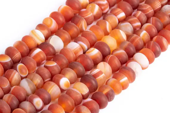 Matte Deep Orange Red Striped Agate Beads Grade Aaa Natural Gemstone Rondelle Loose Beads 6x3mm 8x4mm