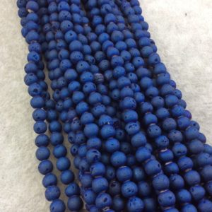 6mm Matte Finish Premium Deep Blue Titanium Druzy Agate Round/Ball Shaped Beads with 1mm Holes – Sold by 15.5" Strands (Approx. 66 Beads) | Natural genuine beads Gemstone beads for beading and jewelry making.  #jewelry #beads #beadedjewelry #diyjewelry #jewelrymaking #beadstore #beading #affiliate #ad