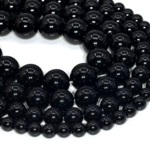 Shop Agate Round Beads! Genuine Natural Black Agate Loose Beads Round Shape 6mm 8mm 10mm 16mm | Natural genuine round Agate beads for beading and jewelry making.  #jewelry #beads #beadedjewelry #diyjewelry #jewelrymaking #beadstore #beading #affiliate #ad