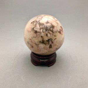 Shop Agate Shapes! Large (3" Diameter) Flower Agate Sphere with Wooden Stand | Natural genuine stones & crystals in various shapes & sizes. Buy raw cut, tumbled, or polished gemstones for making jewelry or crystal healing energy vibration raising reiki stones. #crystals #gemstones #crystalhealing #crystalsandgemstones #energyhealing #affiliate #ad