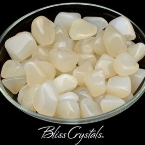 Shop Tumbled Agate Crystals & Pocket Stones! 2 WHITE AGATE Tumbled Stones for Soothing + Calming #WA24 | Natural genuine stones & crystals in various shapes & sizes. Buy raw cut, tumbled, or polished gemstones for making jewelry or crystal healing energy vibration raising reiki stones. #crystals #gemstones #crystalhealing #crystalsandgemstones #energyhealing #affiliate #ad