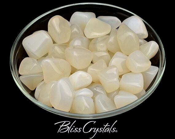 2 White Agate Tumbled Stones For Soothing + Calming #wa24