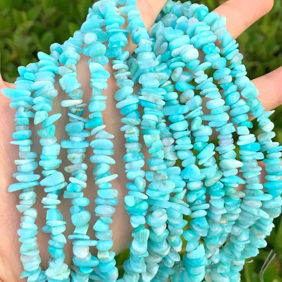 1 Strand/33" Top Quality Natural Blue Amazonite Healing Gemstone Free-form Gems Chip Bead For Earrings Bracelet Necklace Jewelry Making