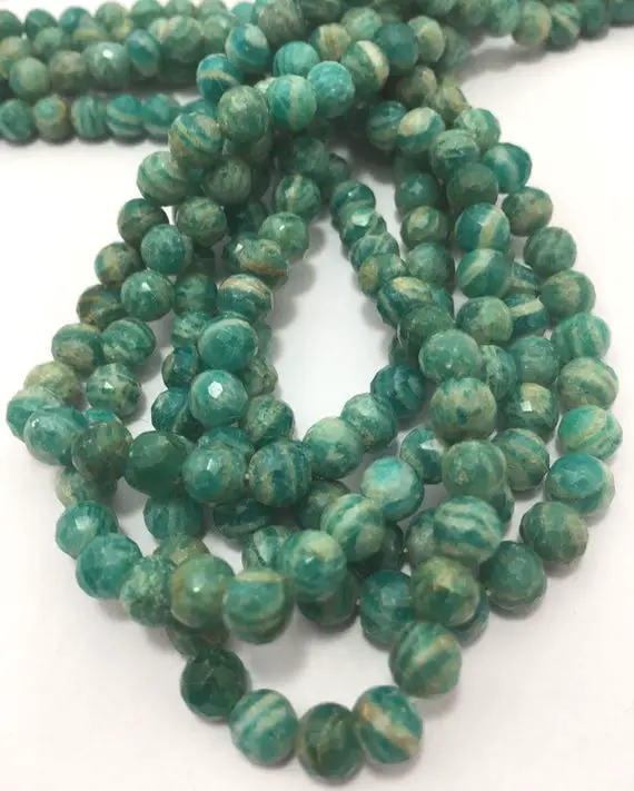 6 - 6.5 Mm Amazonite Faceted  Round 6 To 6.5 Mm Gemstone Beads Strand Sale / Semi Precious Beads / Amazonite Beads / Faceted Round Beads