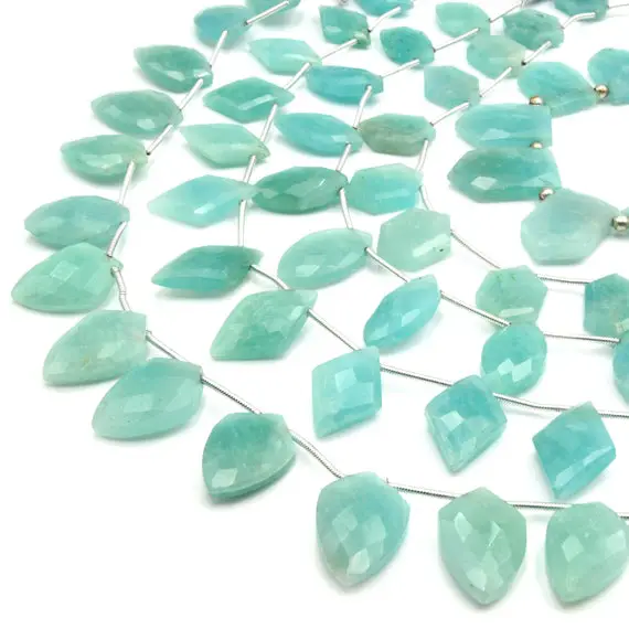 Amazonite Beads | Hand Cut Indian Gemstone | High Quality Gemstone Beads | Unique Shaped Loose Beads