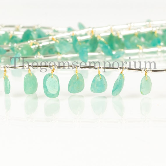 Amazonite Rose Cut Beads, Amazonite Gemstone Briolette, Flat Fancy Beads, Front To Back Drill Beads, Rosecut Beads, Face Drill Beads