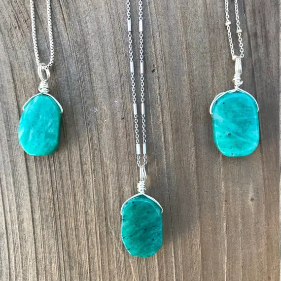 Chakra Jewelry / Amazonite / Amazonite Pendant / Amazonite Necklace / Amazonite Jewelry / Reiki Jewelry / Throat Chakra / Sterling Silver