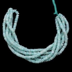 Shop Amazonite Rondelle Beads! Amazonite Gemstone 5mm Smooth Heishi Beads | 8inch Strand | Natural Amazonite Semi Precious Gemstone Tyre / Coin Rondelle Spacer Loose Beads | Natural genuine rondelle Amazonite beads for beading and jewelry making.  #jewelry #beads #beadedjewelry #diyjewelry #jewelrymaking #beadstore #beading #affiliate #ad