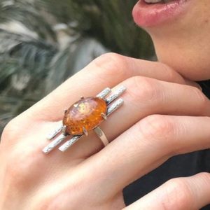 Amber Ring, Natural Amber, Nordic Ring, Genuine Amber, Brown Boho Ring, Statement Ring, Brown Vintage Ring, Viking Ring, Solid Silver Ring | Natural genuine Gemstone rings, simple unique handcrafted gemstone rings. #rings #jewelry #shopping #gift #handmade #fashion #style #affiliate #ad