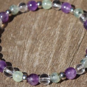 Shop Amethyst Bracelets! Meditation, Peace, Focus and Tranquility, Amethyst, Prehinite and Clear Quartz Healing Stone Bracelet or Anklet with Positive Energy! | Natural genuine Amethyst bracelets. Buy crystal jewelry, handmade handcrafted artisan jewelry for women.  Unique handmade gift ideas. #jewelry #beadedbracelets #beadedjewelry #gift #shopping #handmadejewelry #fashion #style #product #bracelets #affiliate #ad
