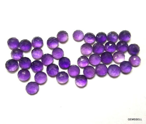 10 Pieces 3mm Amethyst Rosecut Round Cabochon Gemstone, Amethyst Round Rose Cut Cabochon Loose Gemstone, Amethyst Faceted Rosecut Gemstone